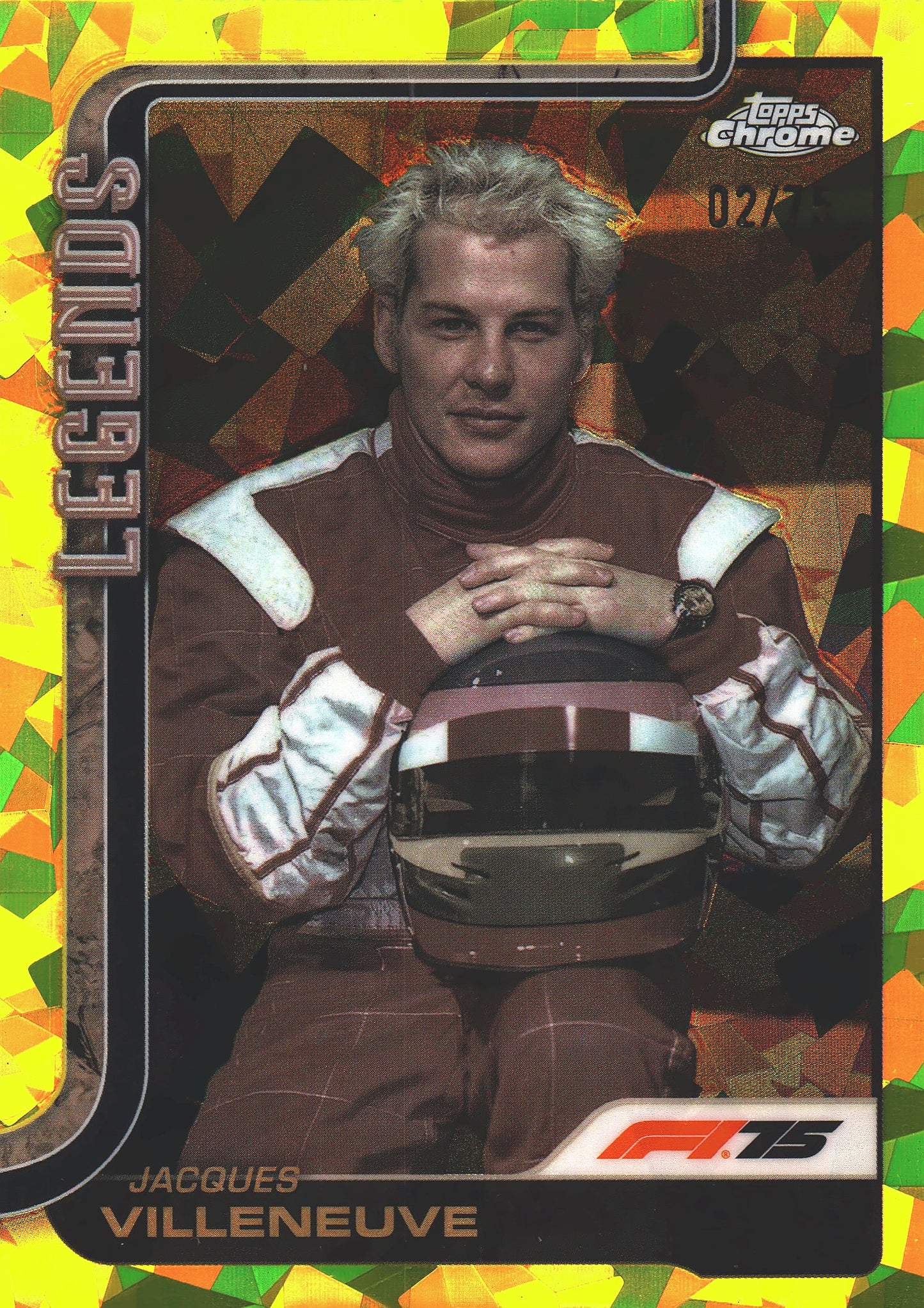2025 Topps Chrome Sapphire Formula 1 Yellow /75 Jacques Villeneuve #163 Williams