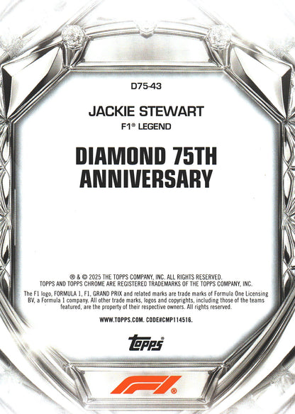 2025 Topps Chrome Formula 1 Diamond 75th Blue /150 Jackie Stewart #D75-43