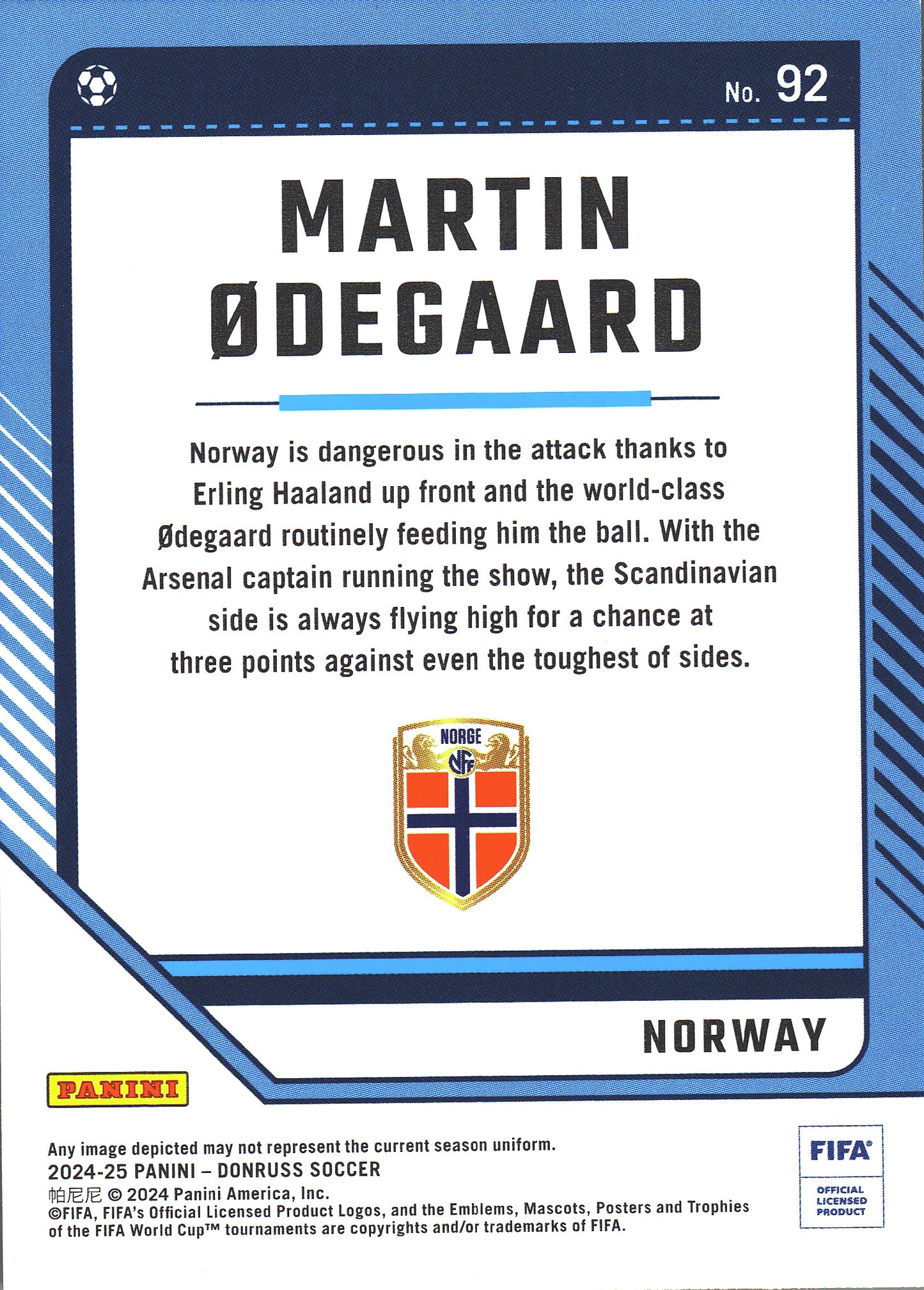 2024 Panini Donruss Soccer Skewed Martin Odegaard #92 Norway