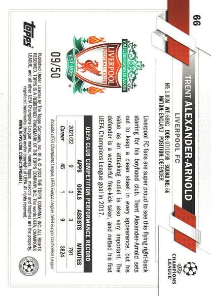 2022 Topps UCC Gold /50 Trent Alexander-Arnold #66 Liverpool FC