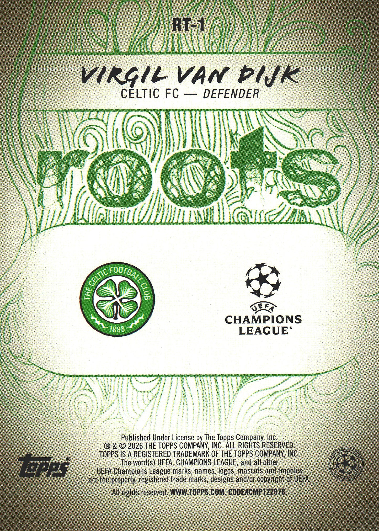 2025 Topps UCC Roots Gold /50 Virgil van Dijk #RT-1 Liverpool FC