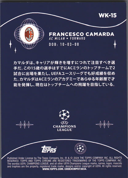 2023 Topps UCC RC Wonderkids Japan Francesco Camarda #68 AC Milan