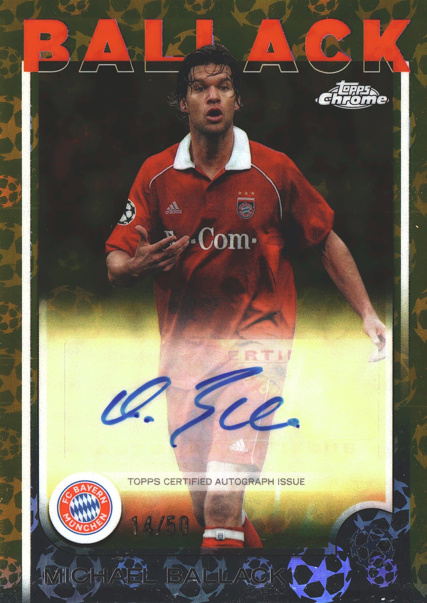 2024 Topps Chrome UCC Gold Starball /50 Autograph Michael Ballack #CA-MB Bayern Munich