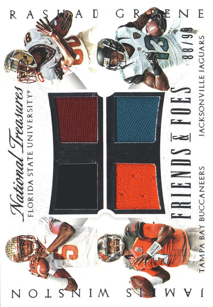 2015 Panini National Treasures Friends & Foes Quad /99 Jameis Winston / Rashad Greene #FF-WG