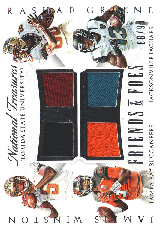 2015 Panini National Treasures Friends & Foes Quad /99 Jameis Winston / Rashad Greene #FF-WG