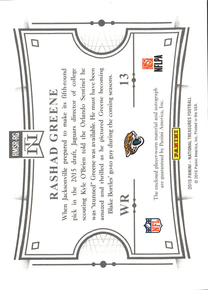 2015 Panini National Treasures RPA RC /99 Rashad Greene #RMSR-RG Jacksonville Jaguars
