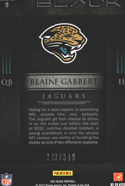 2012 Panini Black Captains /349 Blaine Gabbert #9 Jacksonville Jaguars