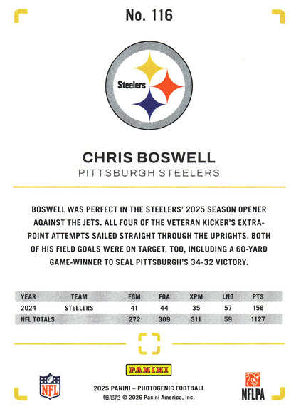2025 Panini Photogenic Chris Boswell #116 Pittsburgh Steelers