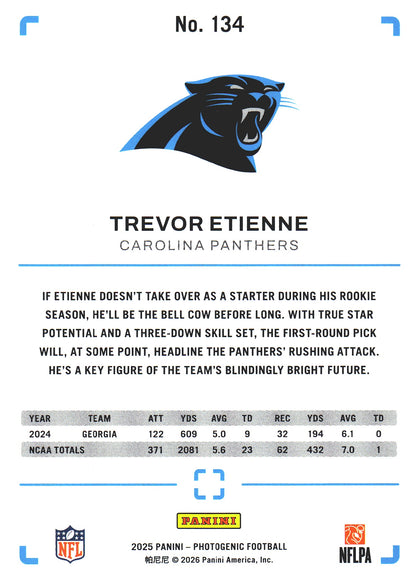 2025 Panini Photogenic Trevor Etienne RC #134 Carolina Panthers