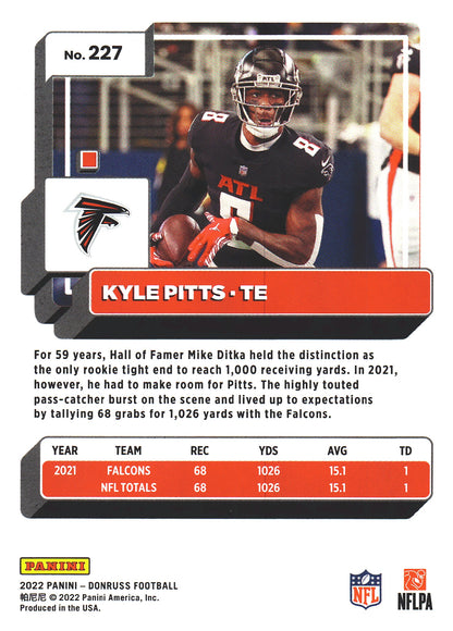 2022 Panini Donruss Red Press Proof Kyle Pitts #227 Atlanta Falcons
