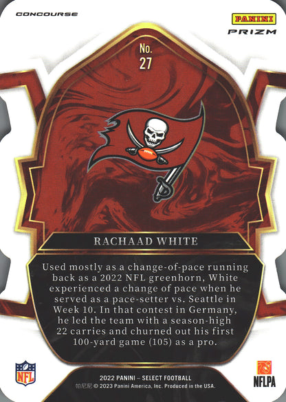 2022 Panini Select Blue White Red Die-Cut Rachaad White RC #27 Tampa Bay Buccaneers