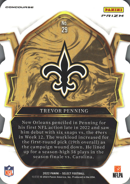 2022 Panini Select Blue White Red Die-Cut Trevor Penning RC #29 New Orleans Saints