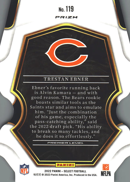 2022 Panini Select Blue White Red Die-Cut Trestan Ebner RC #119 Chicago Bears
