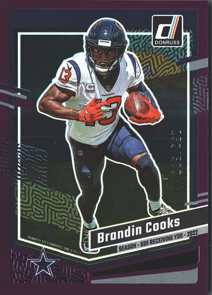2023 Panini Donruss Purple /500 Brandin Cooks #71 Dallas Cowboys