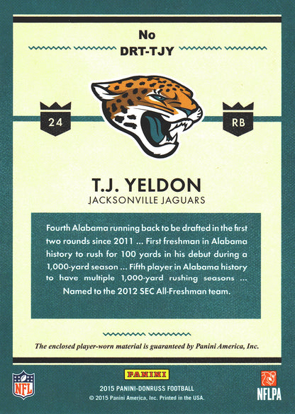 2015 Panini Donruss Rookie Threads Patch RC TJ Yeldon #DRT-TJY Jacksonville Jaguars
