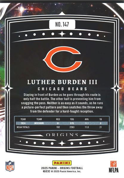 2025 Panini Origins Luther Burden III RC #147 Chicago Bears