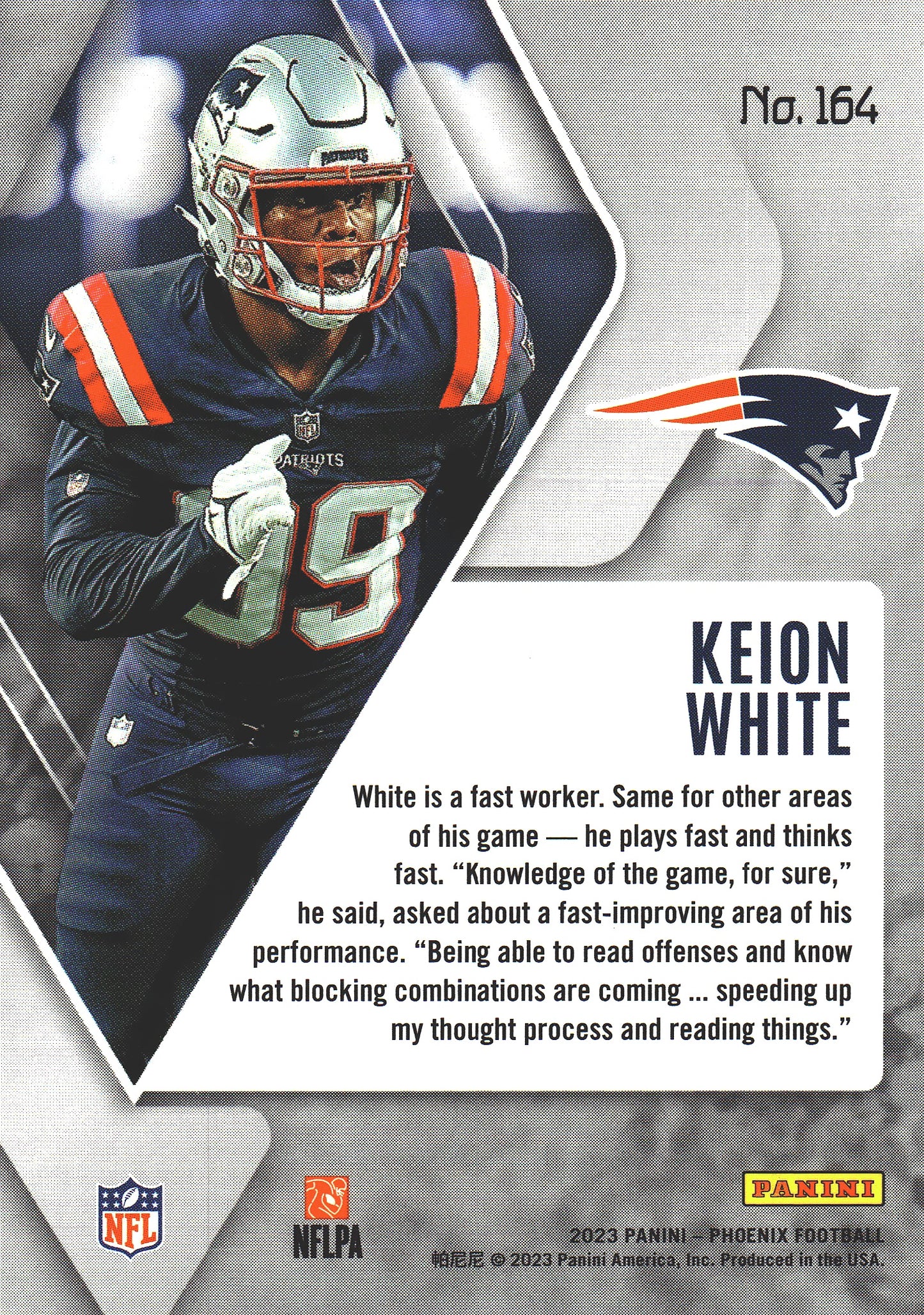 2023 Panini Phoenix Keion White RC #164 New England Patriots