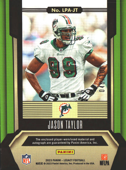 2023 Panini Legacy Patch Autograph Jason Taylor #LPA-JT Miami Dolphins