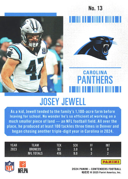 2024 Panini Contenders Mojo Josey Jewell #13 Carolina Panthers