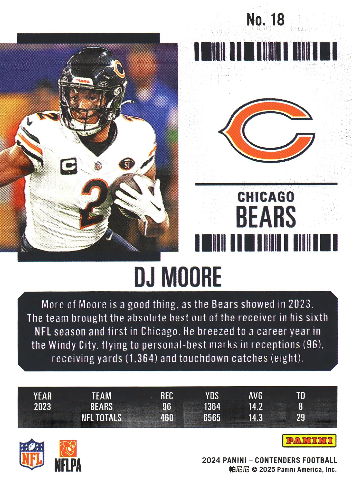 2024 Panini Contenders Mojo DJ Moore #18 Chicago Bears