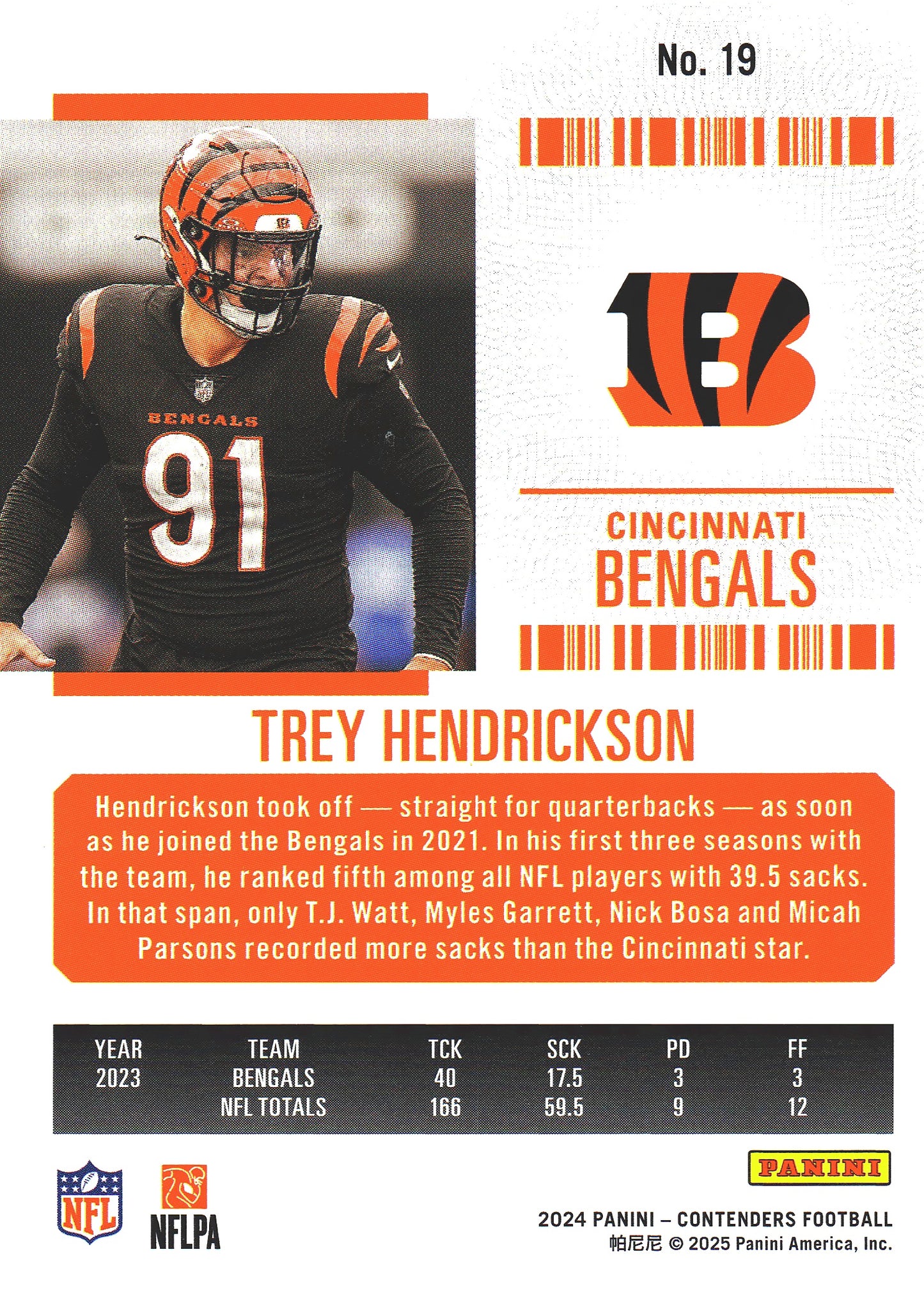 2024 Panini Contenders Mojo Trey Hendrickson #19 Cincinnati Bengals