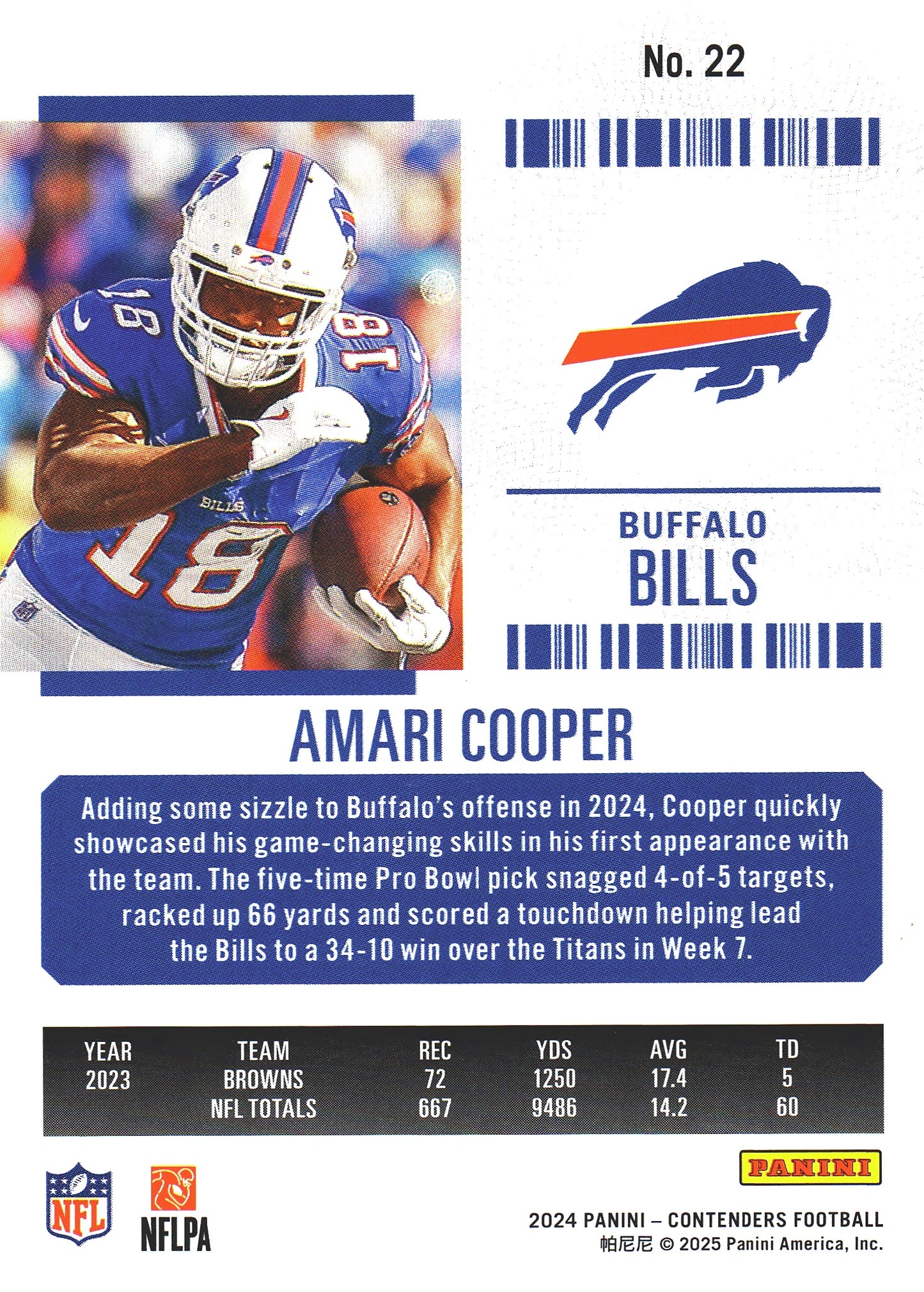 2024 Panini Contenders Mojo Amari Cooper #22 Buffalo Bills