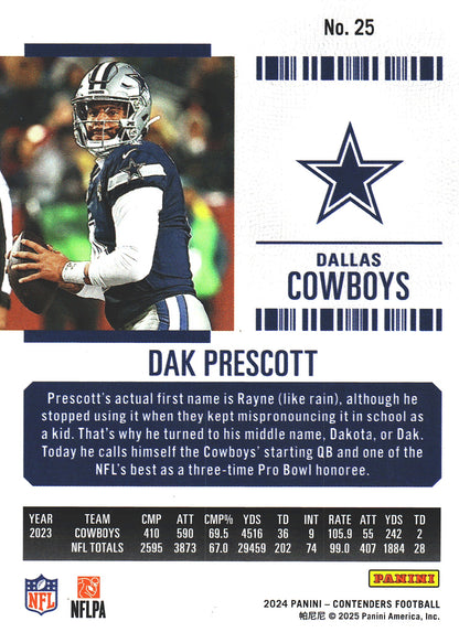 2024 Panini Contenders Mojo Dak Prescott #25 Dallas Cowboys