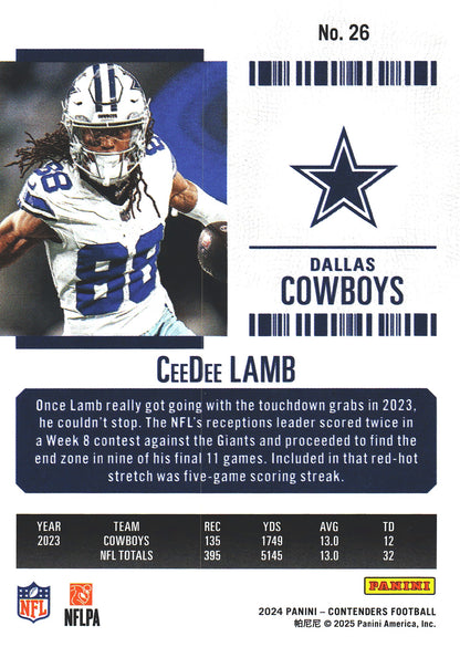 2024 Panini Contenders Mojo CeeDee Lamb #26 Dallas Cowboys