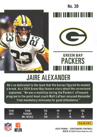 2024 Panini Contenders Mojo Jaire Alexander #38 Green Bay Packers