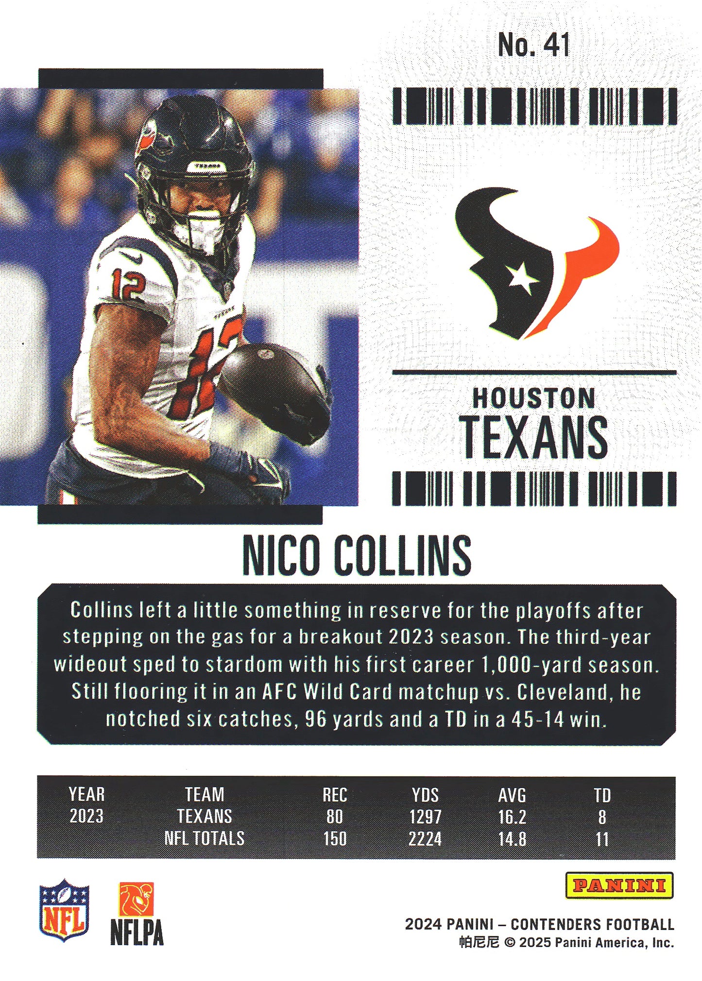 2024 Panini Contenders Mojo Nico Collins #41 Houston Texans