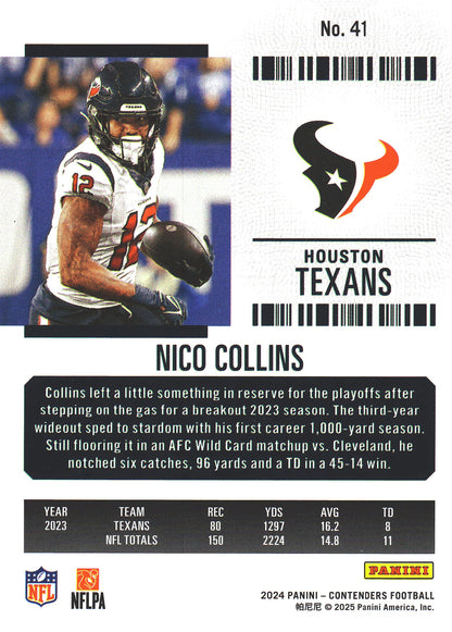 2024 Panini Contenders Mojo Nico Collins #41 Houston Texans