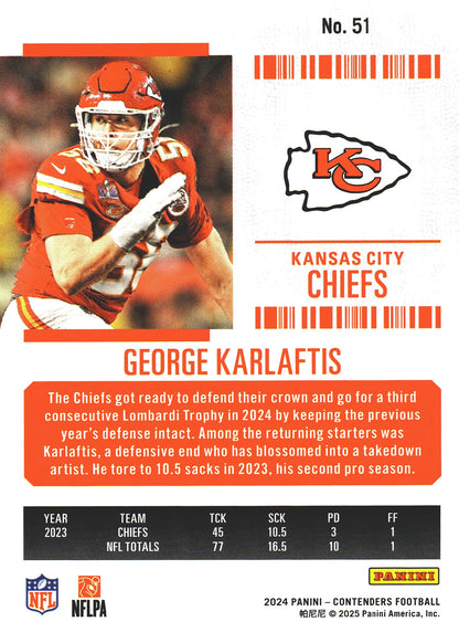 2024 Panini Contenders Mojo George Karlaftis #51 Kansas City Chiefs