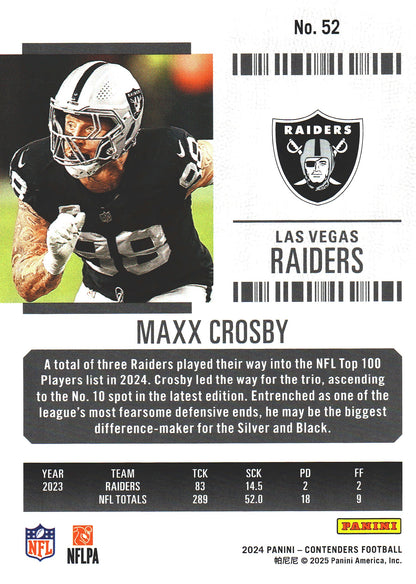 2024 Panini Contenders Mojo Maxx Crosby #52 Las Vegas Raiders