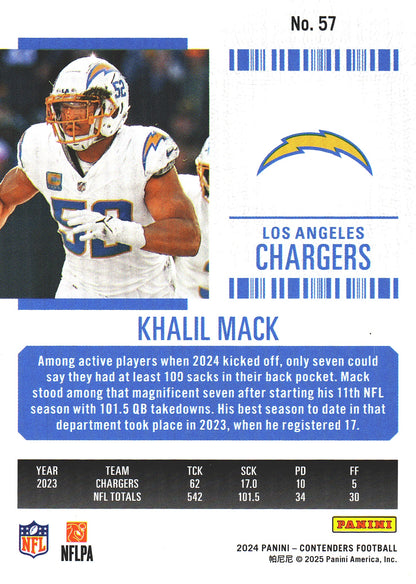 2024 Panini Contenders Mojo Khalil Mack #57 Los Angeles Chargers
