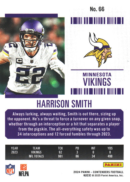 2024 Panini Contenders Mojo Harrison Smith #66 Minnesota Vikings