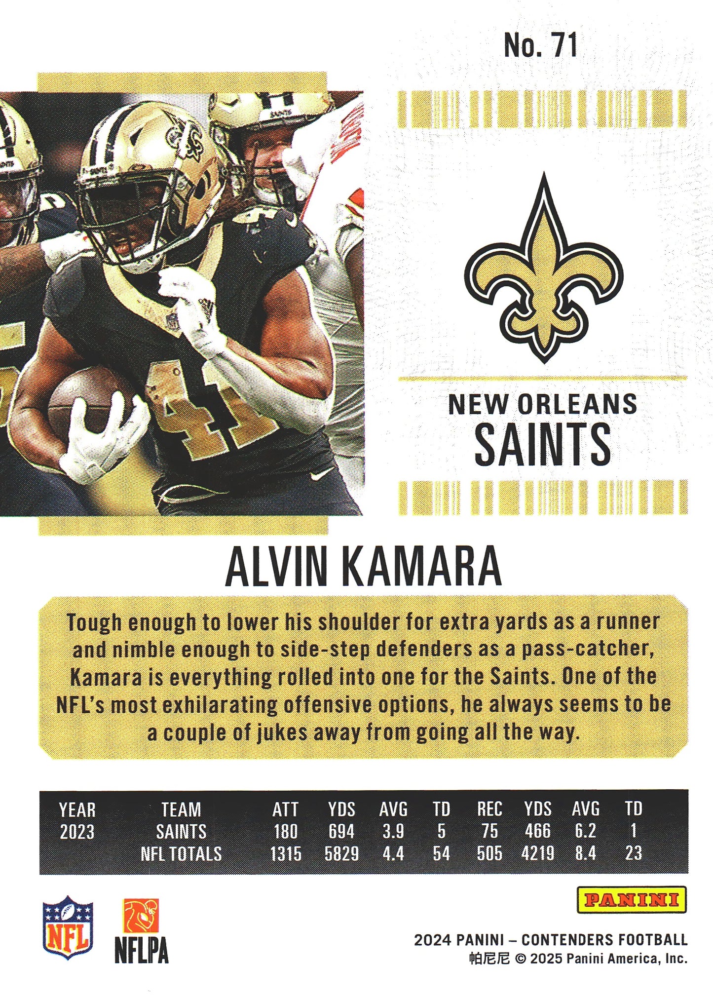 2024 Panini Contenders Mojo Alvin Kamara #71 New Orleans Saints