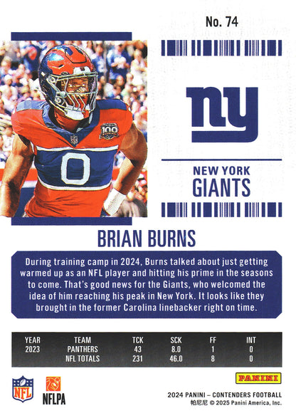 2024 Panini Contenders Mojo Brian Burns #74 New York Giants