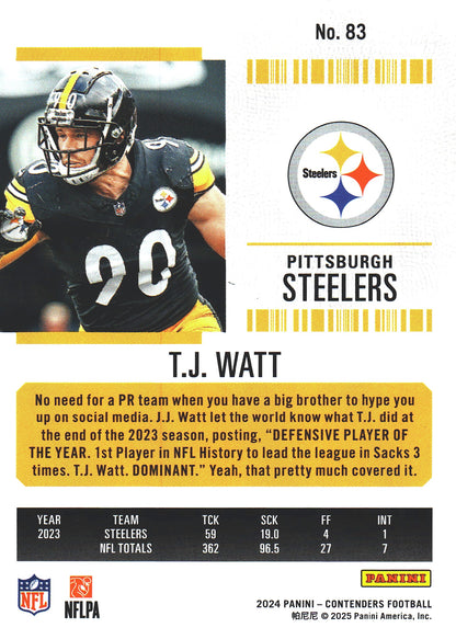 2024 Panini Contenders Mojo TJ Watt #83 Pittsburgh Steelers