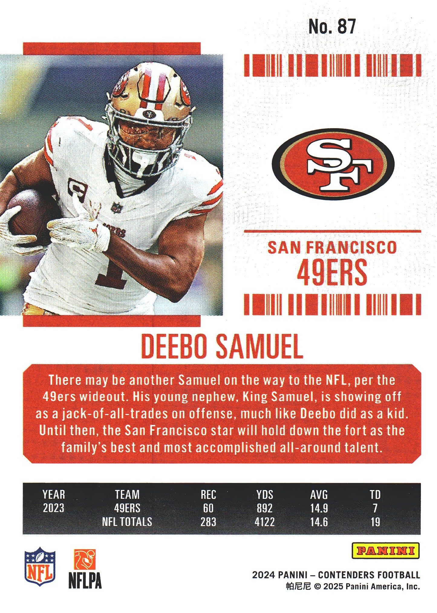 2024 Panini Contenders Mojo Deebo Samuel #87 San Francisco 49ers