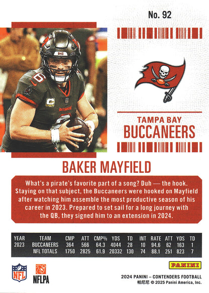 2024 Panini Contenders Bronze Baker Mayfield #92 Tampa Bay Buccaneers
