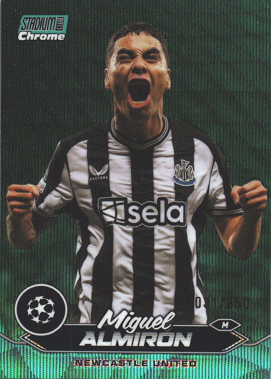 2023 Topps Chrome Stadium Club UCC Aqua Wave /250 Miguel Almiron #24 Newcastle United