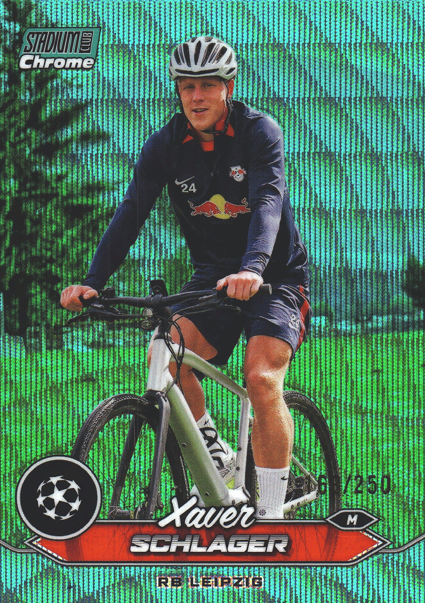 2023 Topps Chrome Stadium Club UCC Aqua Wave /250 Xaver Schlager #56 RB Leipzig