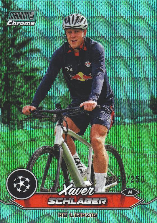 2023 Topps Chrome Stadium Club UCC Aqua Wave /250 Xaver Schlager #56 RB Leipzig