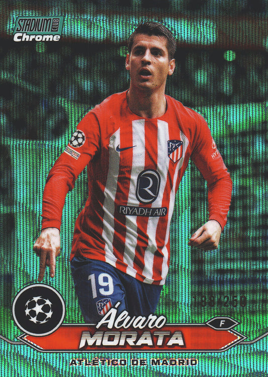 2023 Topps Chrome Stadium Club UCC Aqua Wave /250 Alvaro Morata #28 Atletico Madrid