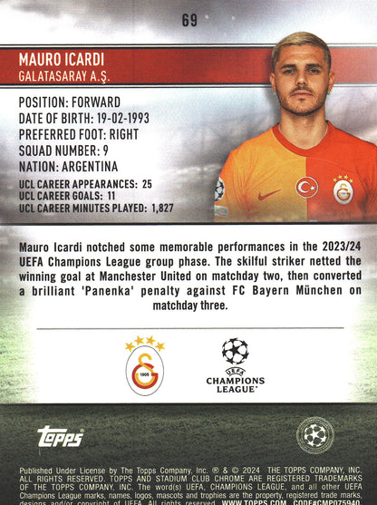 2023 Topps Chrome Stadium Club UCC Royal Blue /175 Mauro Icardi #69 Galatasaray