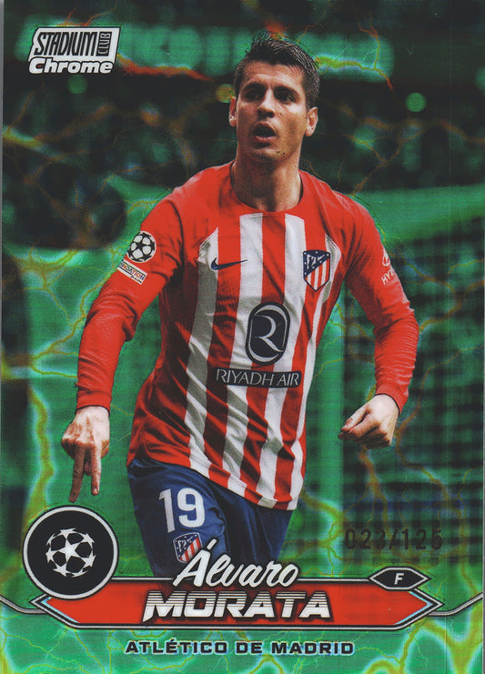2023 Topps Chrome Stadium Club UCC Green/Yellow /125 Alvaro Morata #28 Atletico Madrid