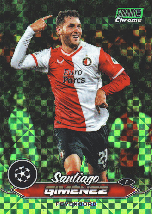 2023 Topps Chrome Stadium Club UCC Neon Green /99 Santiago Gimenez #29 Feyenoord