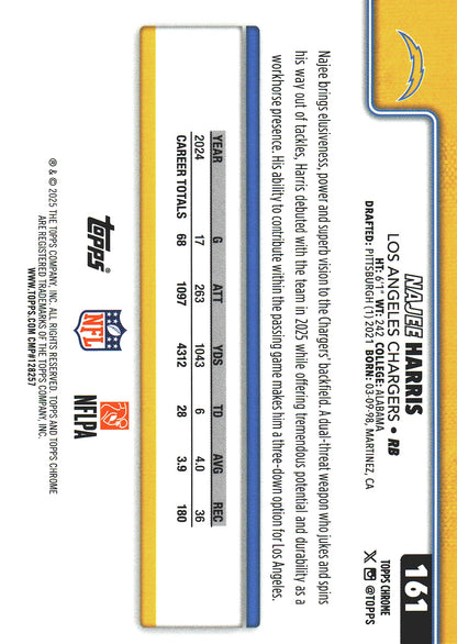 2025 Topps Chrome NFL Blue White Red Najee Harris #161 Los Angeles Chargers