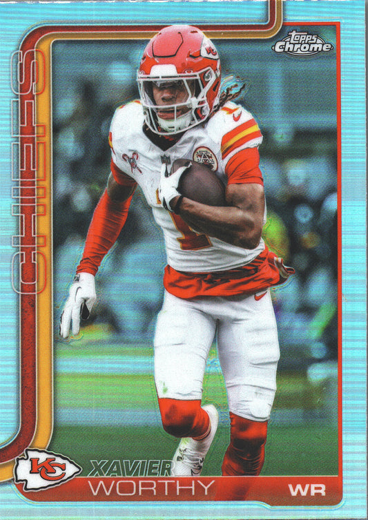 2025 Topps Chrome NFL Refractor Xavier Worthy #145 Kansas City Chiefs