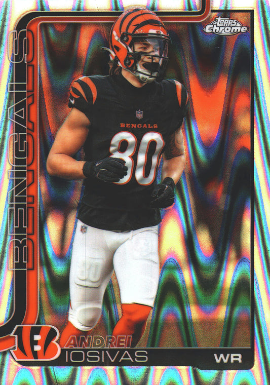 2025 Topps Chrome NFL Ray Wave Andrei Iosivas #60 Cincinnati Bengals